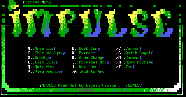 An iMPULSE BBS menu